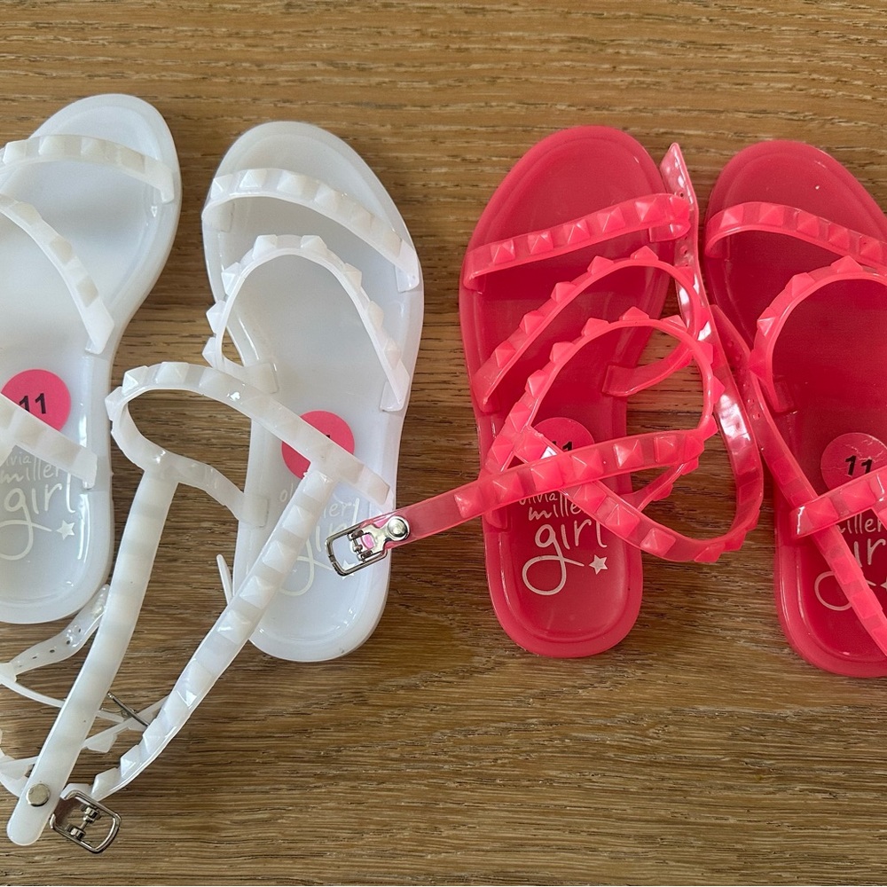 Olivia Miller White and Pink Girls' Sandals
